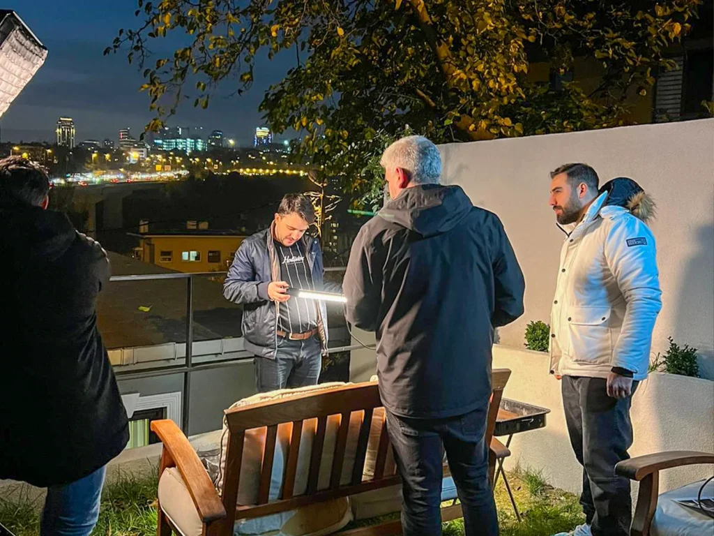 Night exterior filming setup for Burak Sarıkahya – Diken music video