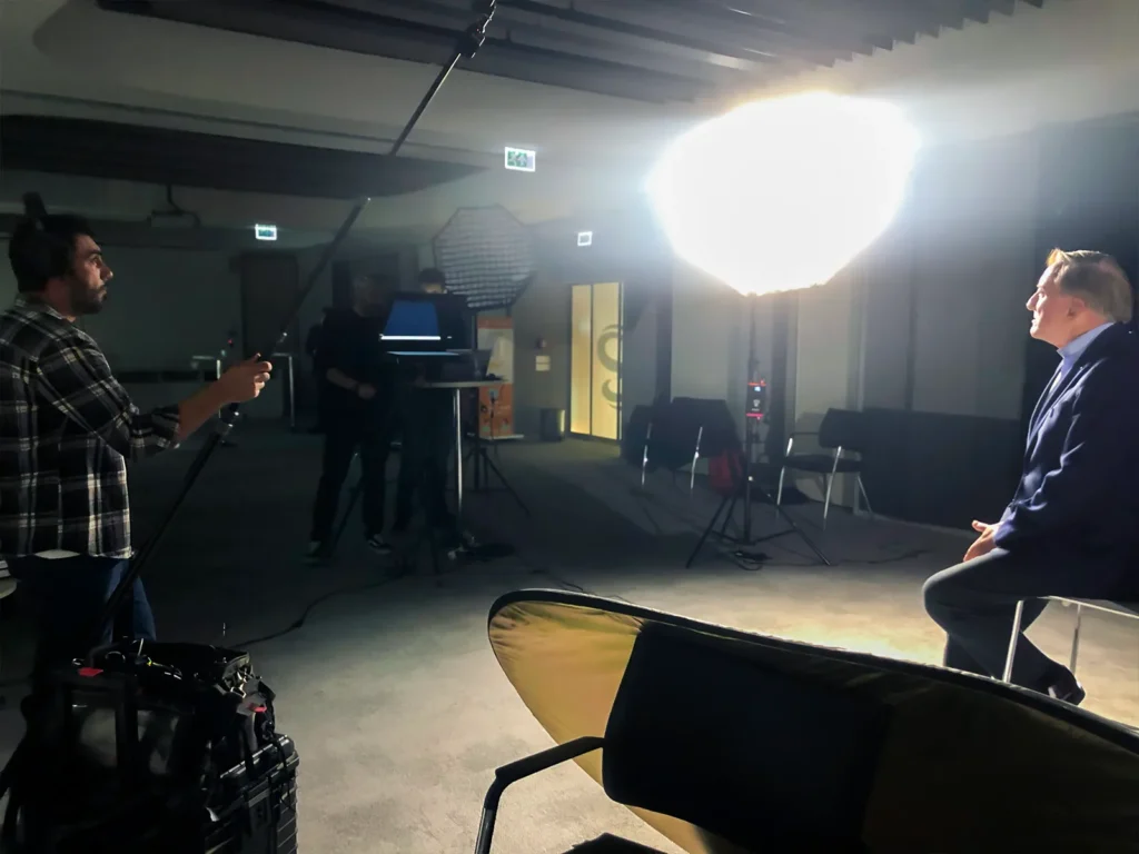 Behind the scenes of an indoor interview setup for “Aklımızda Bulunsun” commercial